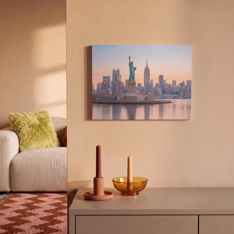 Vrijheidsbeeld - New York - Zonsopgang - Stad - Architectuur PET vilt klein -sfeer1