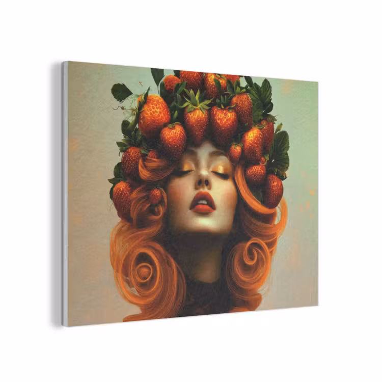 Vrouw - Aardbeien - Kroon PET vilt klein -3d