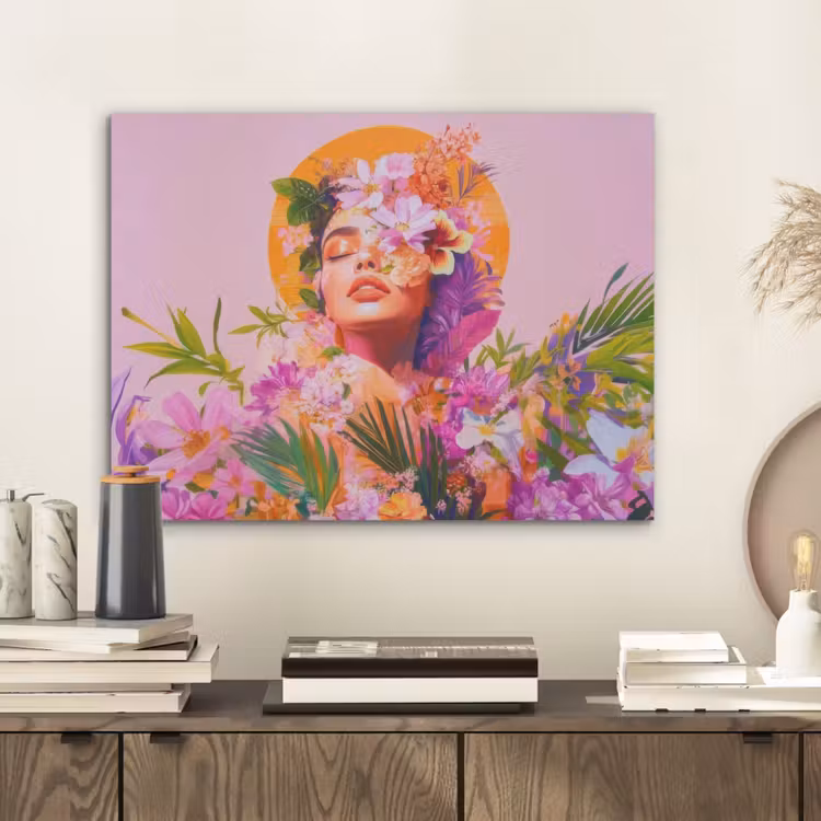 Vrouw - Abstract - Cirkel - Bloemen PET vilt klein -sfeer1