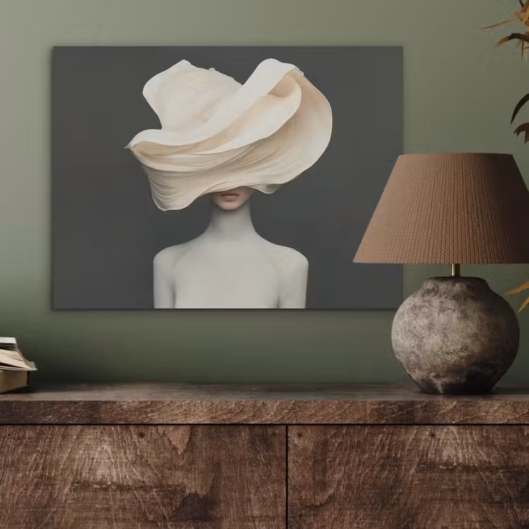 Vrouw - Beige - hoed PET vilt klein -sfeer2