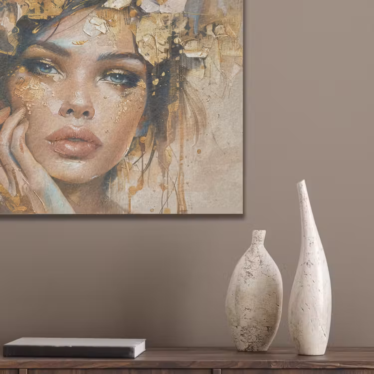 Vrouw - Bloemen - Goud - Portret PET vilt klein -sfeer6_closeup