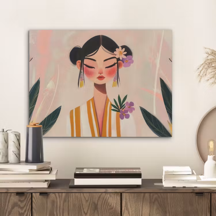 Vrouw - Bloemen - Pastel PET vilt klein -sfeer1