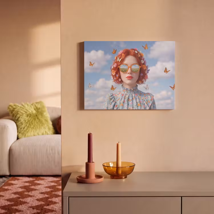 Vrouw - Bloemen - Zomer - Portret - Kleurrijk PET vilt klein -sfeer1