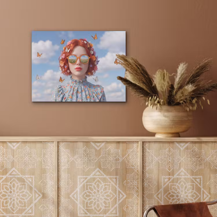 Vrouw - Bloemen - Zomer - Portret - Kleurrijk PET vilt klein -sfeer4