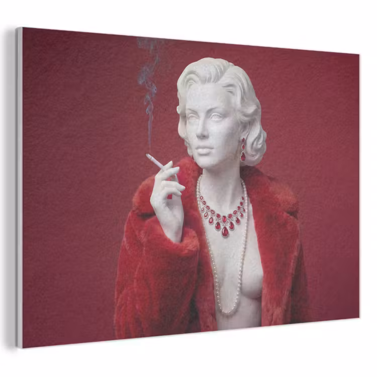 Vrouw - Bontjas - Mode - Klassiek - Rood PET vilt klein -3d