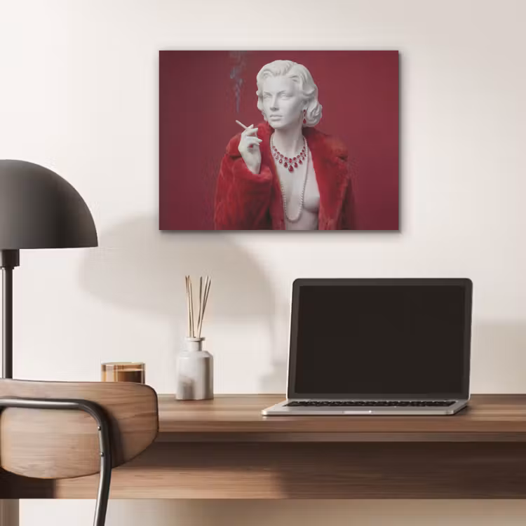 Vrouw - Bontjas - Mode - Klassiek - Rood PET vilt klein -sfeer5