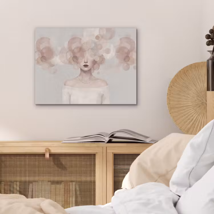 Vrouw - Cirkels - Beige PET vilt klein -sfeer3