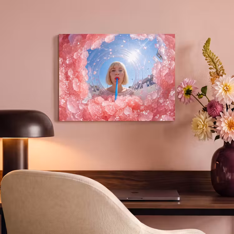 Vrouw - Drank - Zomer - Roze - Blauw PET vilt klein -sfeer3