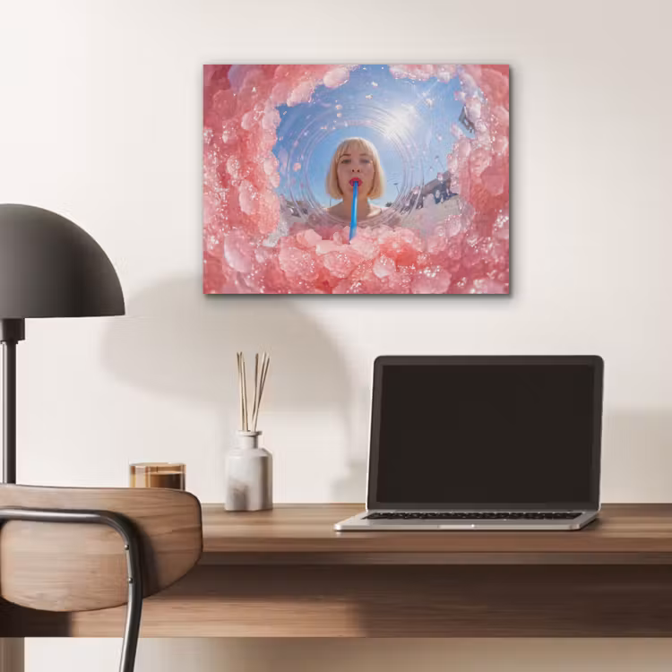 Vrouw - Drank - Zomer - Roze - Blauw PET vilt klein -sfeer5