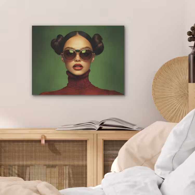 Vrouw - Groen - Bril - Aesthetic - Modern PET vilt klein -sfeer3