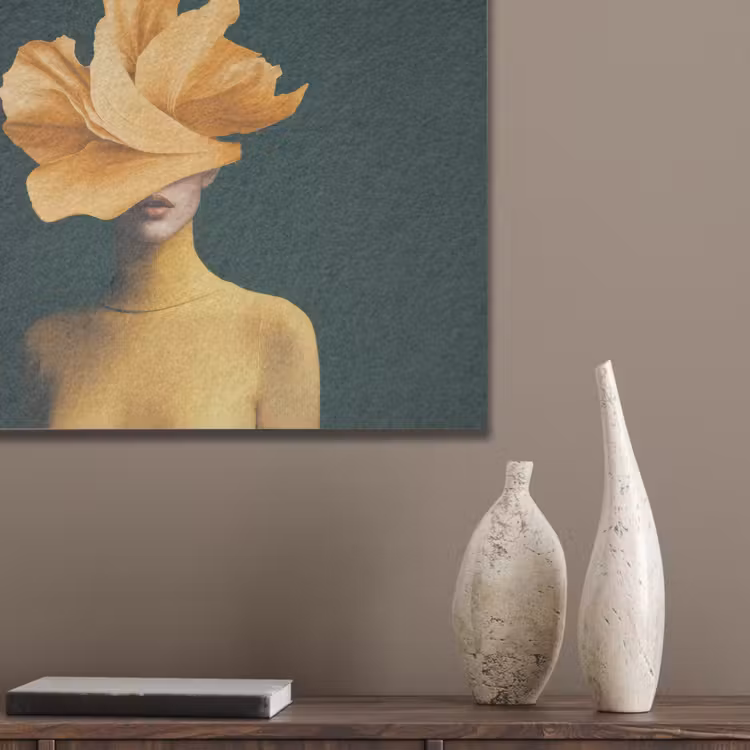 Vrouw - Hoed - Geel PET vilt klein -sfeer6_closeup