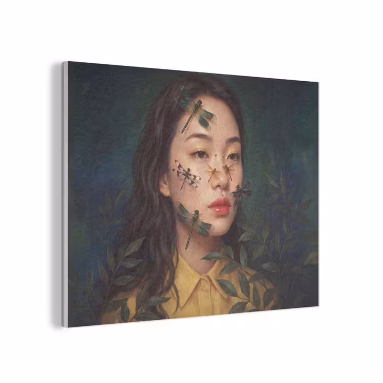 Vrouw - Insecten - Natuur - Portret - Groen PET vilt klein -3d