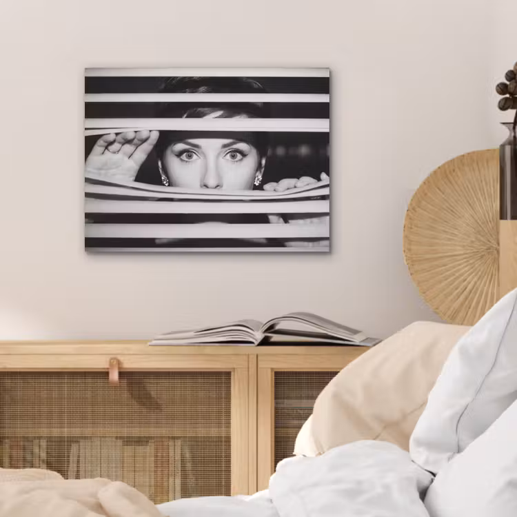 Vrouw - Jaloezieën - Portret - Zwart-wit PET vilt klein -sfeer3