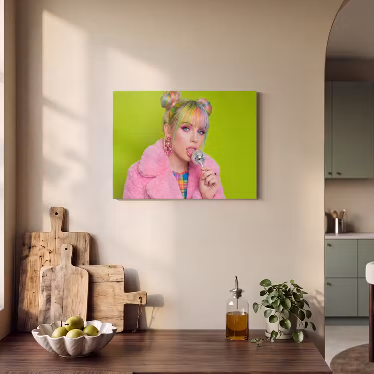 Vrouw - Kleurrijk haar - Pop art - Modern - Levendig PET vilt klein -sfeer2