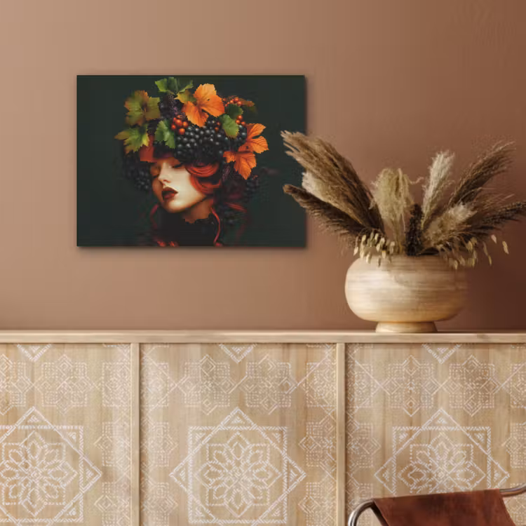Vrouw - Rood - Groen - Druiven PET vilt klein -sfeer4