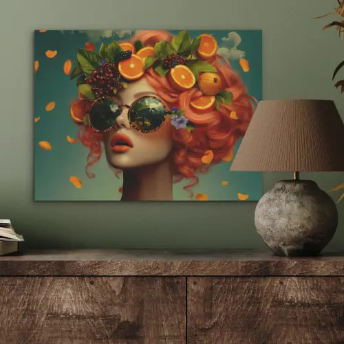 Vrouw - Sinaasappel - Bessen - Oranje PET vilt klein -sfeer2