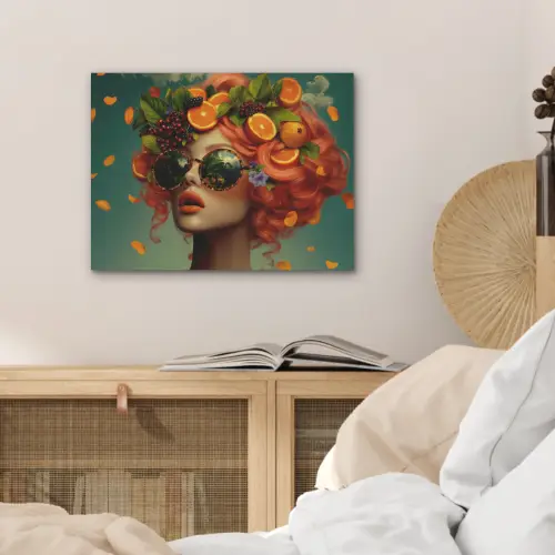 Vrouw - Sinaasappel - Bessen - Oranje PET vilt klein -sfeer3