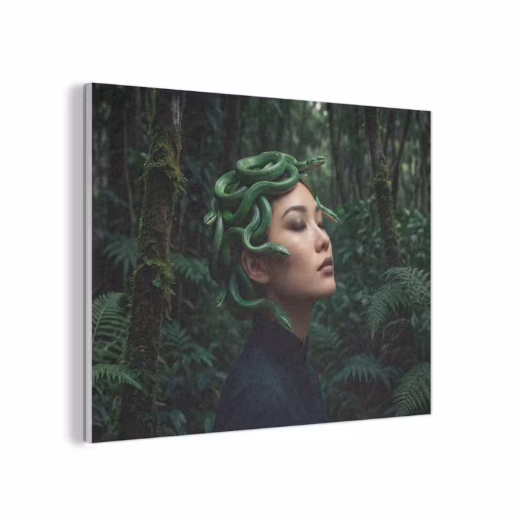 Vrouw - Slang - Natuur - Mystiek - Groen PET vilt klein -3d