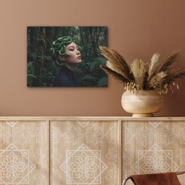 Vrouw - Slang - Natuur - Mystiek - Groen PET vilt klein -sfeer4