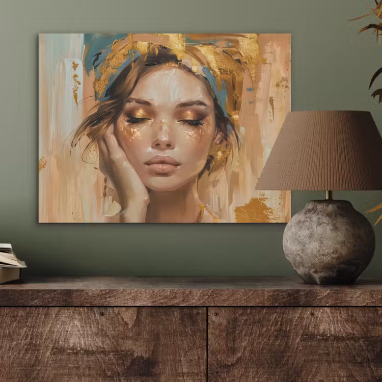Vrouwen - Portret - Luxe - Goud PET vilt klein -sfeer2
