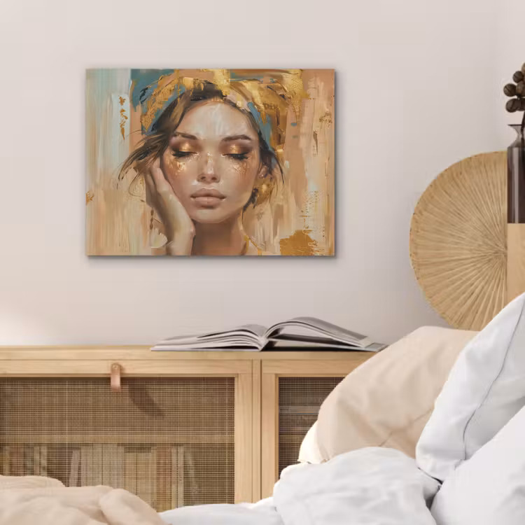 Vrouwen - Portret - Luxe - Goud PET vilt klein -sfeer3