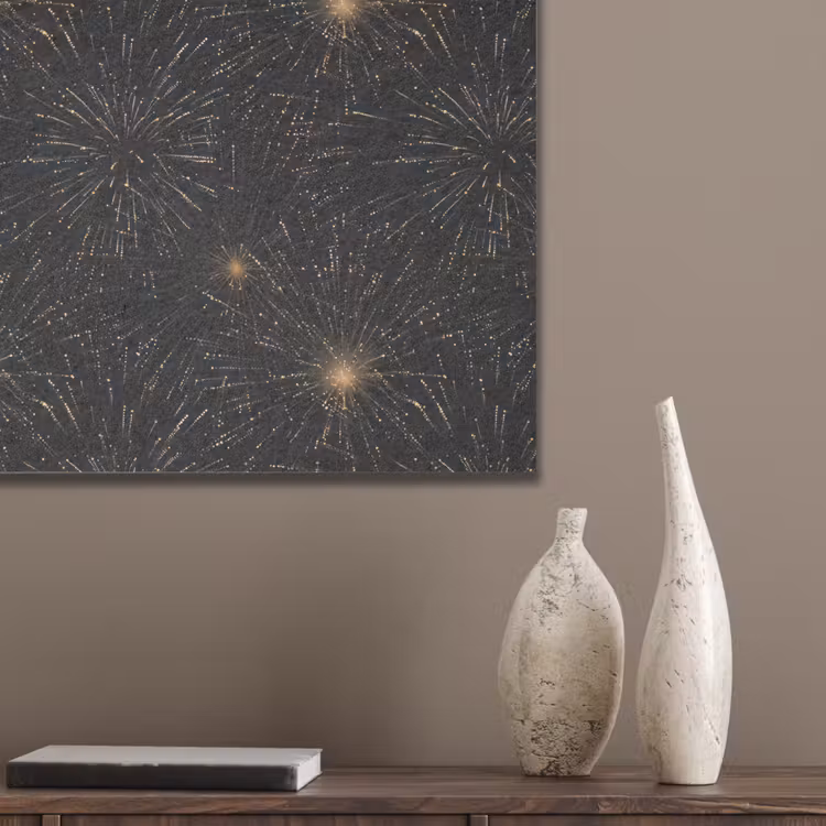 Vuurwerk - Patroon - Feestelijk - Goud - Zwart PET vilt klein 837 -sfeer6_closeup