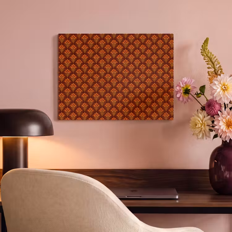 Waaiers - Art Deco - Botanisch - Roestbruin - Oranje PET vilt klein 837 -sfeer3