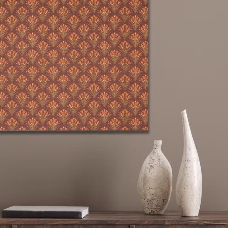 Waaiers - Art Deco - Botanisch - Roestbruin - Oranje PET vilt klein 837 -sfeer6_closeup