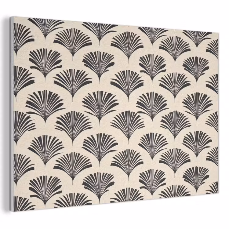 Waaiers - Botanisch - Zwart - Beige PET vilt klein 837 -3d