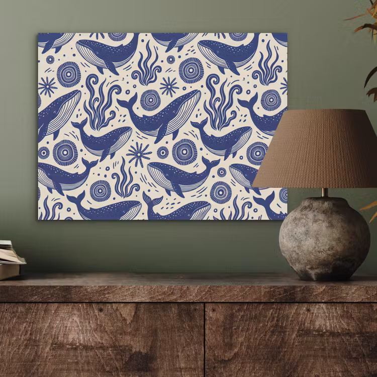 Walvis - Onderwater - Dieren - Abstract - Blauw PET vilt klein -sfeer2