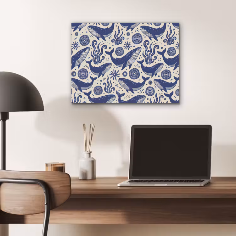 Walvis - Onderwater - Dieren - Abstract - Blauw PET vilt klein -sfeer5