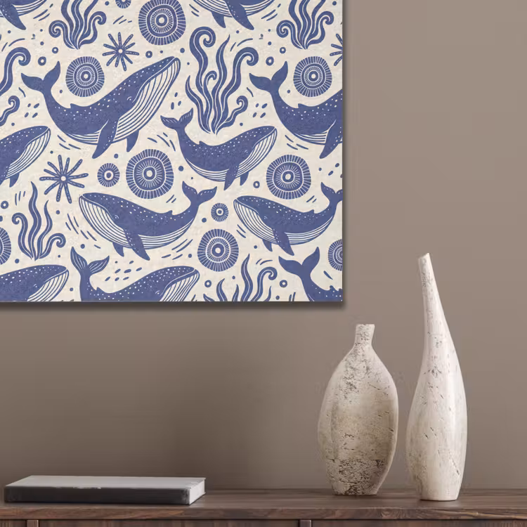 Walvis - Onderwater - Dieren - Abstract - Blauw PET vilt klein -sfeer6_closeup