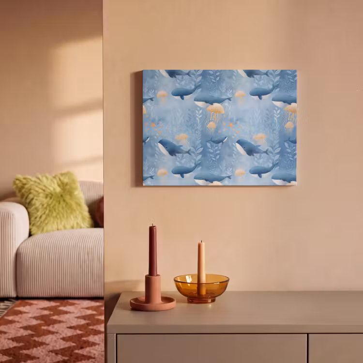 Walvissen - Oceaan - Blauw PET vilt klein 837 -sfeer1