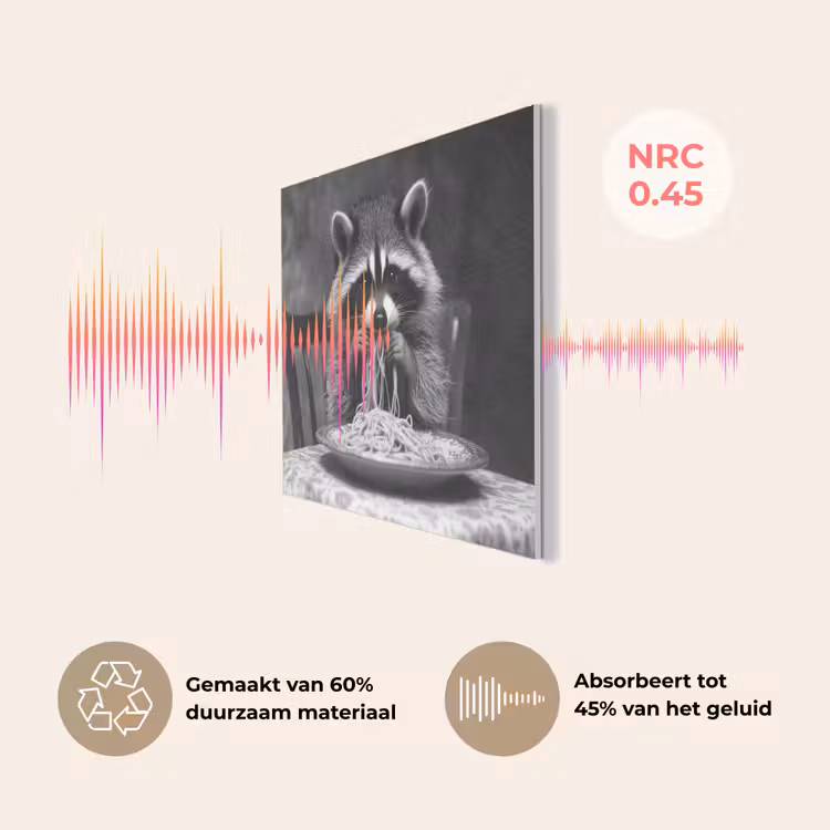 Wasbeer - Cute - Pasta - Tafelkleed - Zwart - Wit PET vilt klein -USP_NL