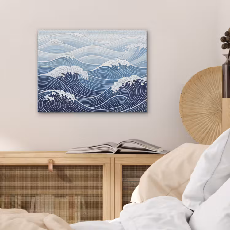 Water - Mozaïek - Landschap - Modern - Blauw PET vilt klein -sfeer3