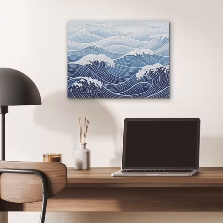 Water - Mozaïek - Landschap - Modern - Blauw PET vilt klein -sfeer5