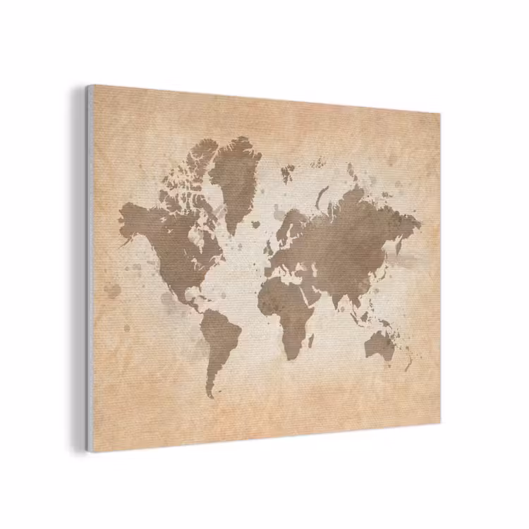 Wereldkaart - Beige - Bruin PET vilt klein -3d