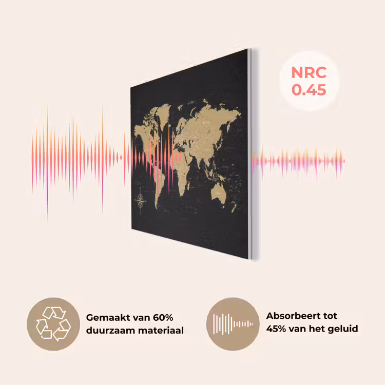 Wereldkaart - Beige - Zwart PET vilt klein -USP_NL