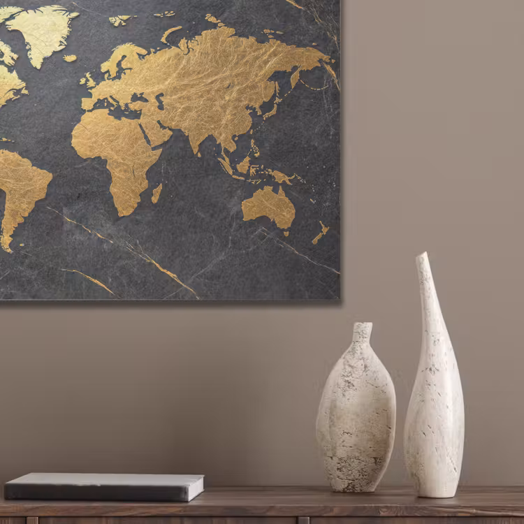 Wereldkaart - Goud - Marmer PET vilt klein -sfeer6_closeup