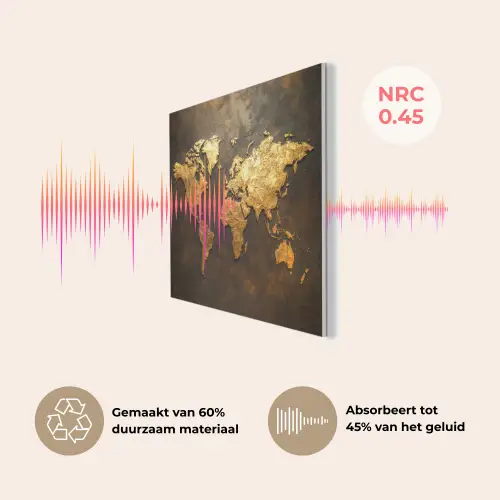 Wereldkaart - Goud - Roest PET vilt klein -USP_NL