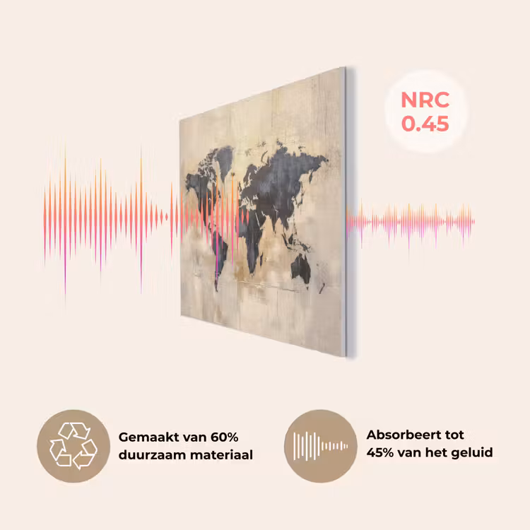 Wereldkaart - Goud - Zwart - Abstract PET vilt klein -USP_NL