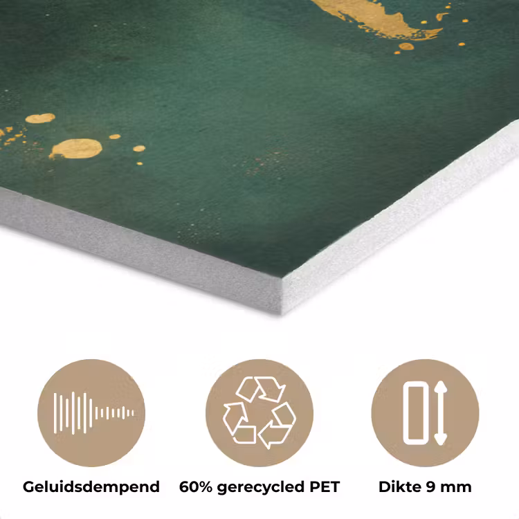 Wereldkaart - Groen - Goud PET vilt klein -closeup_NL