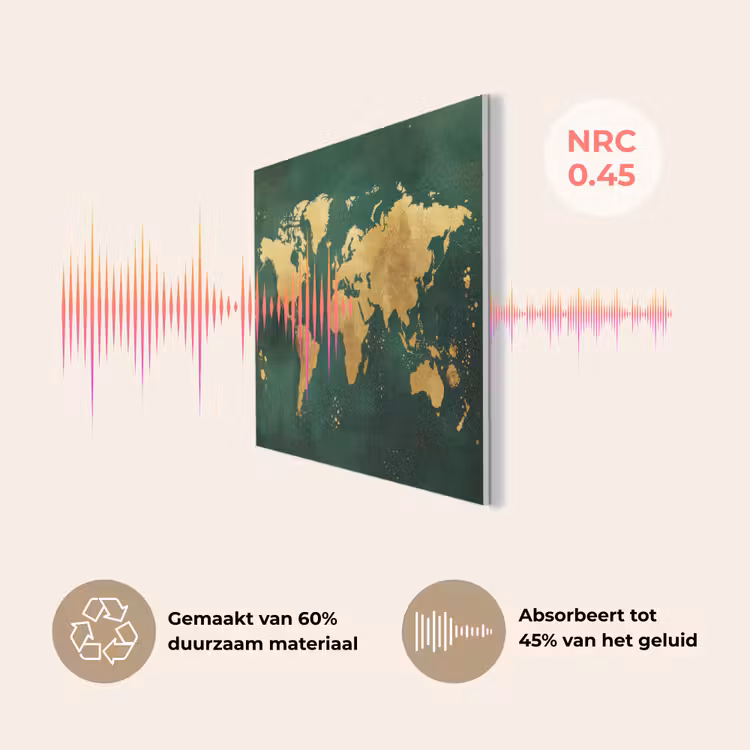Wereldkaart - Groen - Goud PET vilt klein -USP_NL