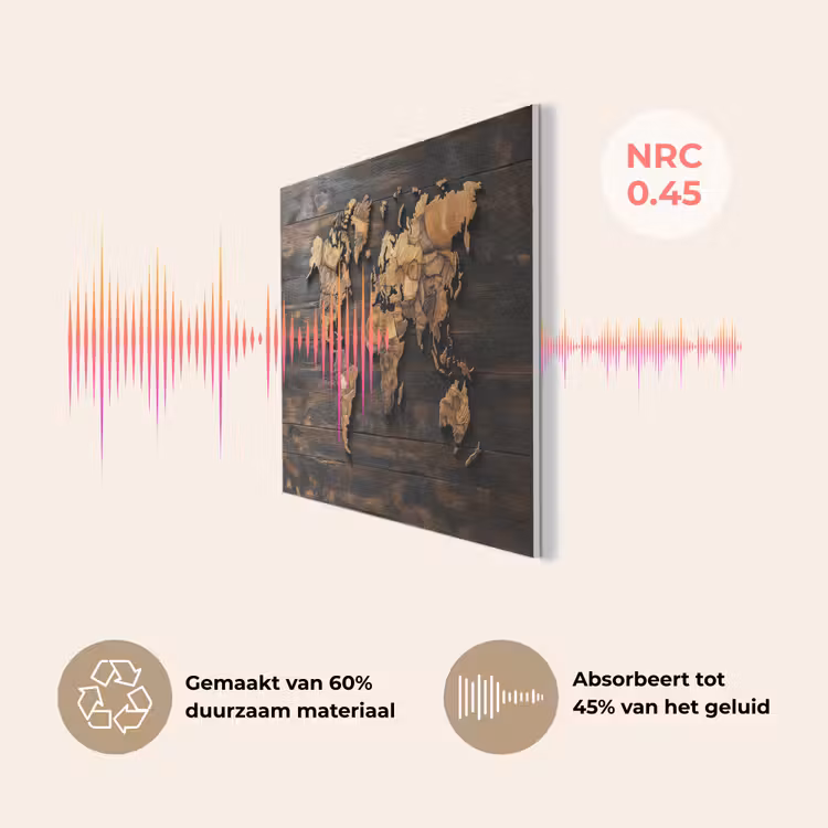 Wereldkaart - Hout - Mozaïek PET vilt klein -USP_NL