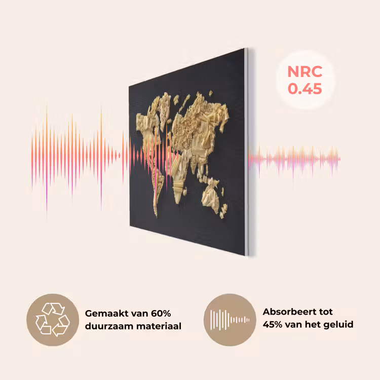 Wereldkaart - Pasta - Zwart PET vilt middel -USP_NL