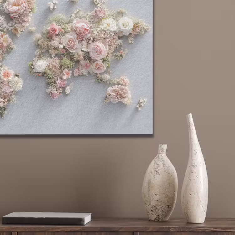 Wereldkaart - Rozen - Roze PET vilt klein -sfeer6_closeup