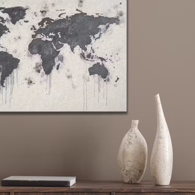 Wereldkaart - Zwart - Inkt PET vilt klein -sfeer6_closeup