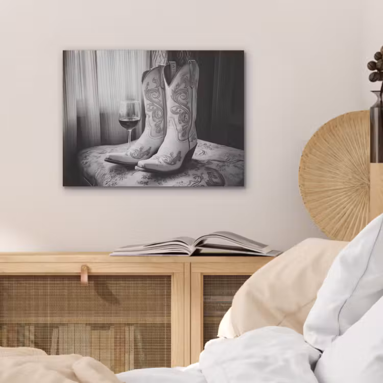 Wijn - Cowboylaarzen - Raamlicht - Wit PET vilt klein -sfeer3