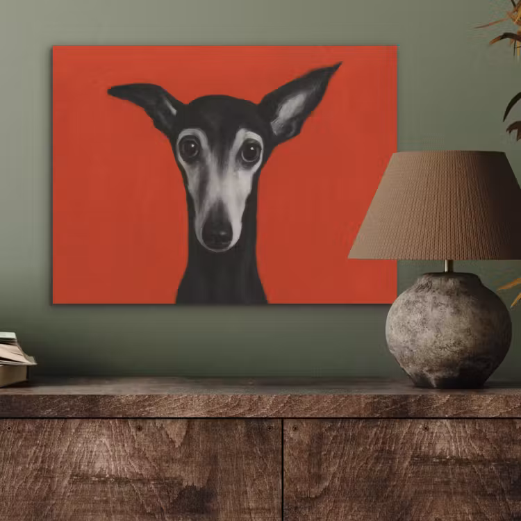Windhond - Minimalistisch - Rood PET vilt klein -sfeer2