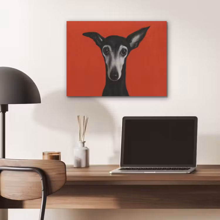 Windhond - Minimalistisch - Rood PET vilt klein -sfeer5